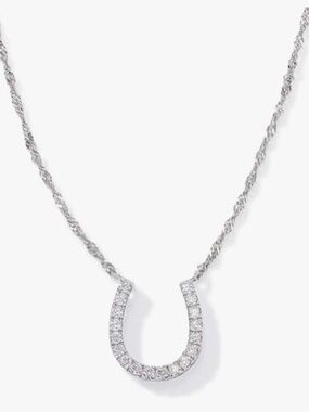 Sterling Silver Gemstone Horseshoe Pendant Necklace